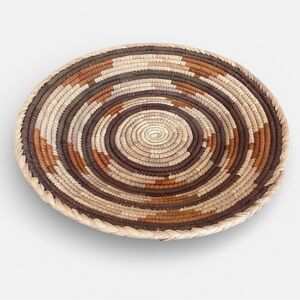 EUC Handwoven Natural Basket Brown & Tan | Boho Rustic Home Decor